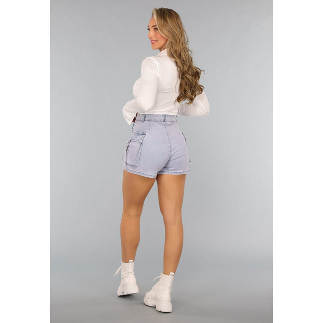 Blaue Denim Cargo-Shorts mit Stretch