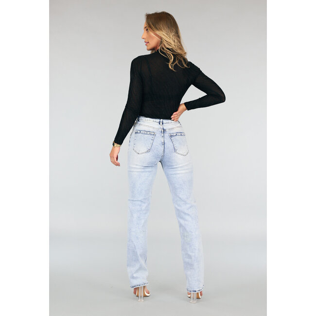 Langarm-Glitter-Body mit fließendem Linien-Muster Schwarz