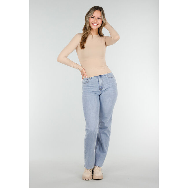 Basic Beige Top Langarm und Stretch