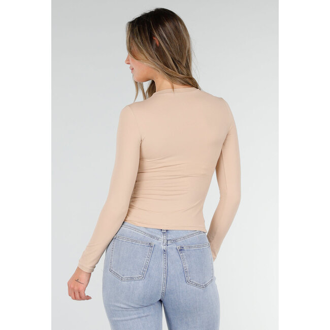 Basic Beige Top Langarm und Stretch