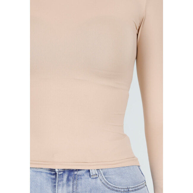 Basic Beige Top Langarm und Stretch