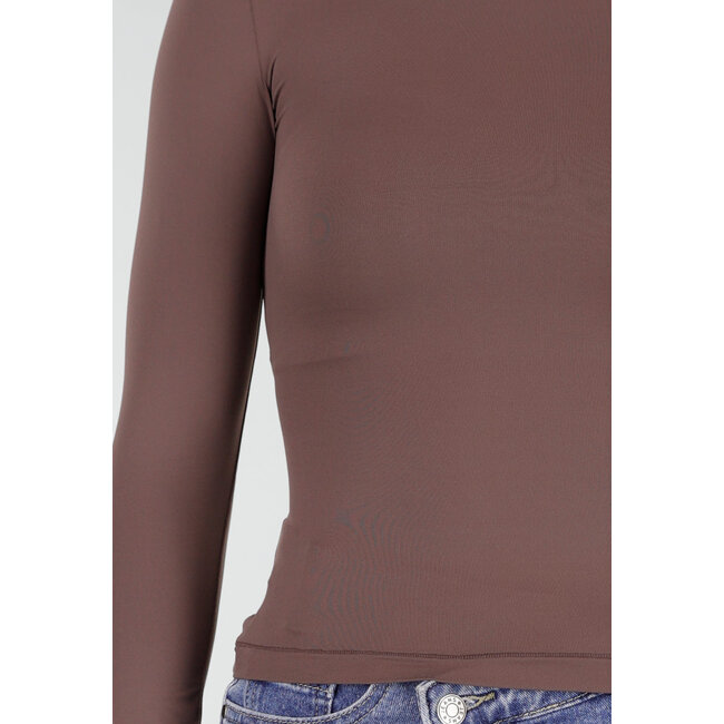 Basic Stretch Top Braun mit langen Ärmeln