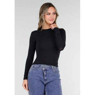 Schwarzes Basic-Stretch-Top