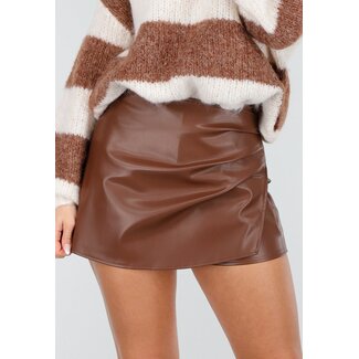 Lederoptik-Skort Braun