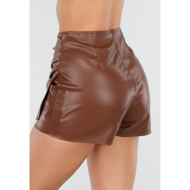 Lederoptik-Skort Braun