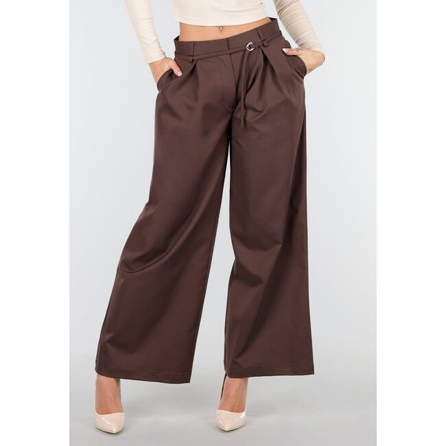 Mid Waist Wide Leg Hose Hose Braun