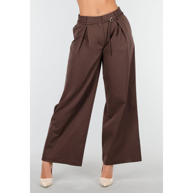 Mid Waist Wide Leg Hose Hose Braun
