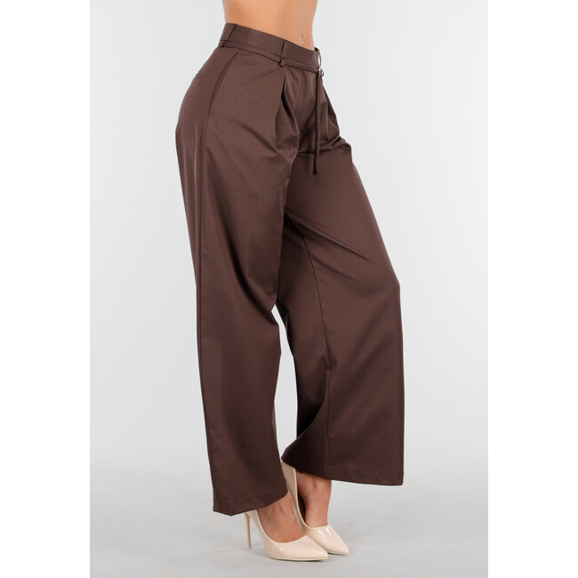 Mid Waist Wide Leg Hose Hose Braun