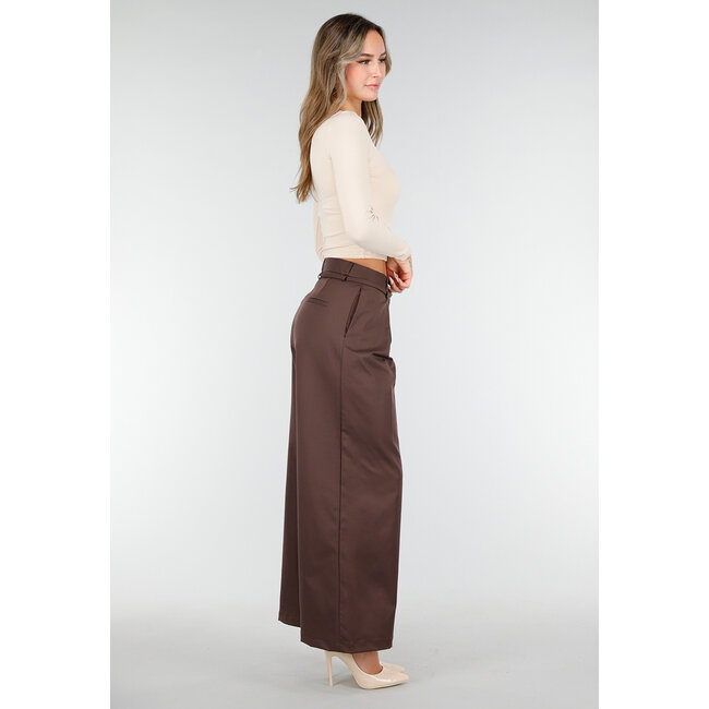 Mid Waist Wide Leg Hose Hose Braun