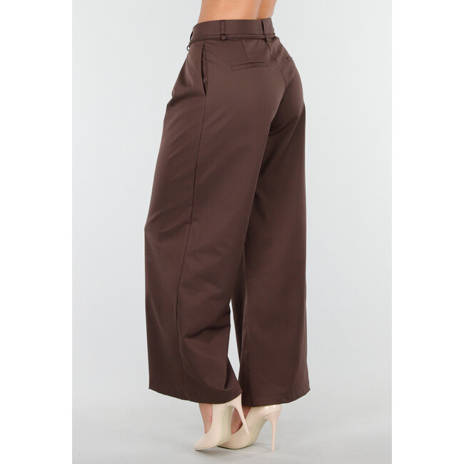 Mid Waist Wide Leg Hose Hose Braun