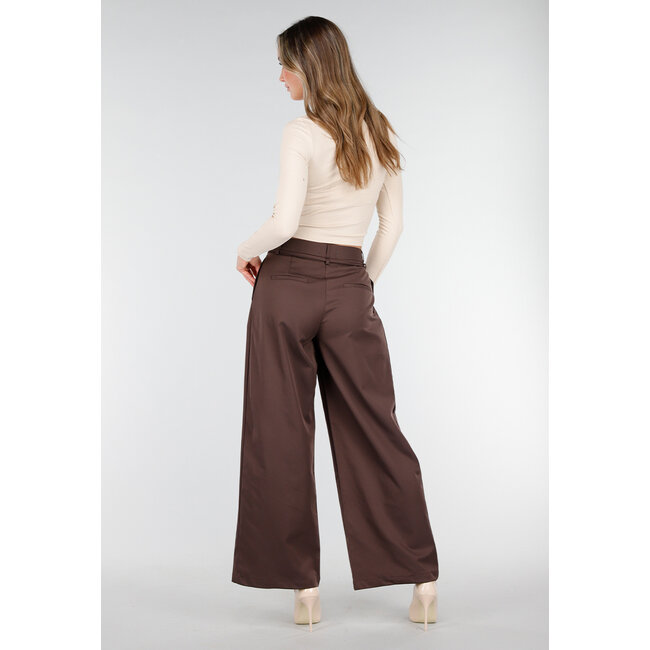 Mid Waist Wide Leg Hose Hose Braun