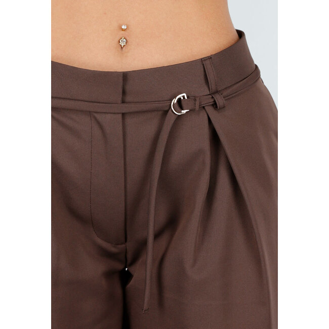 Mid Waist Wide Leg Hose Hose Braun