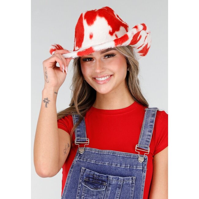 Roter Kuh-Print Cowboyhut