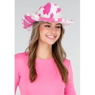Rosa Cowboyhut mit Kuhmuster