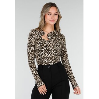 Leopard-Print-Top mit Stretch