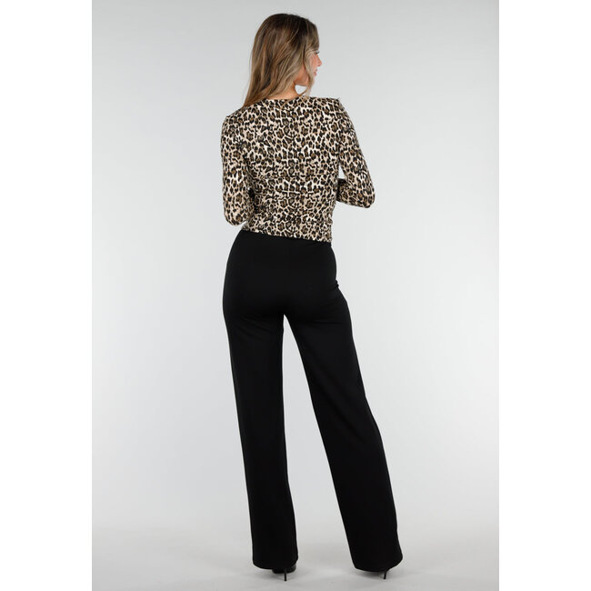 Leopard-Print-Top mit langen Ärmeln und Ringdetail