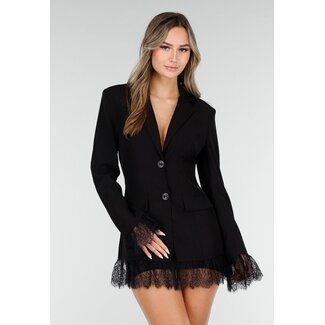 Schwarzer Blazer mit Spitze