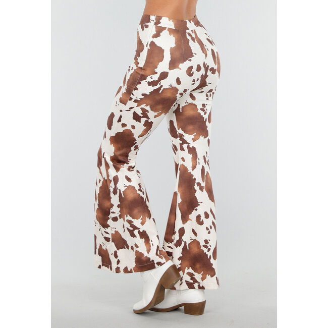 Kuhmuster-Flared-Hose Braun