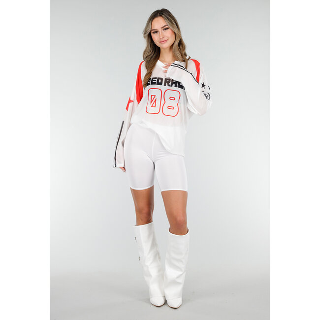 Weiße Biker-Shorts mit Stretch