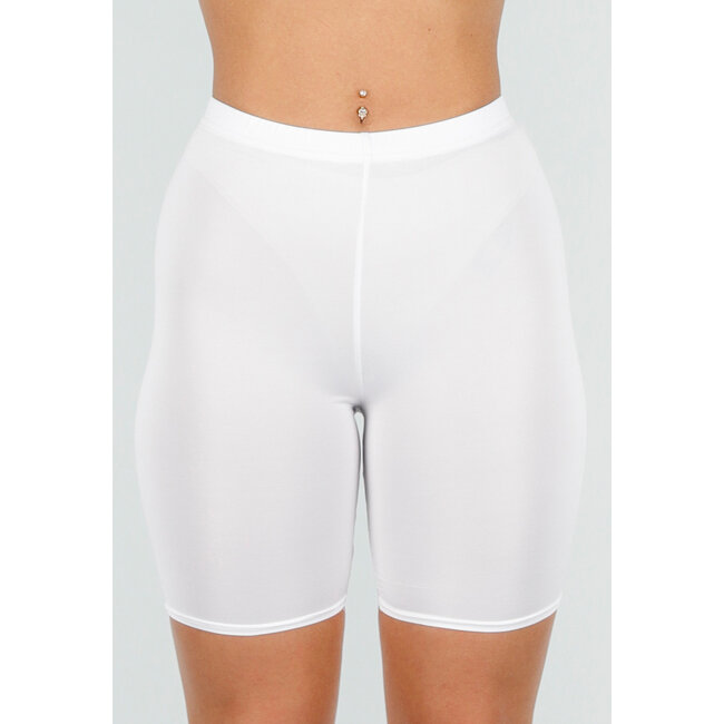 Weiße Biker-Shorts mit Stretch