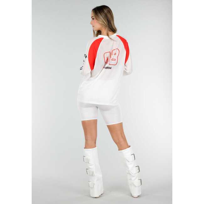 Weiße Biker-Shorts mit Stretch