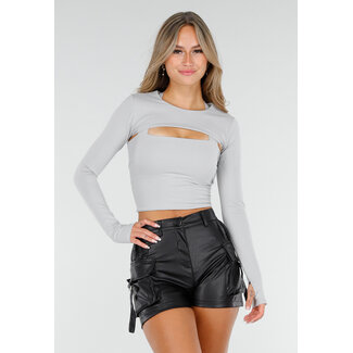 Hellgrau Glatter Bolero