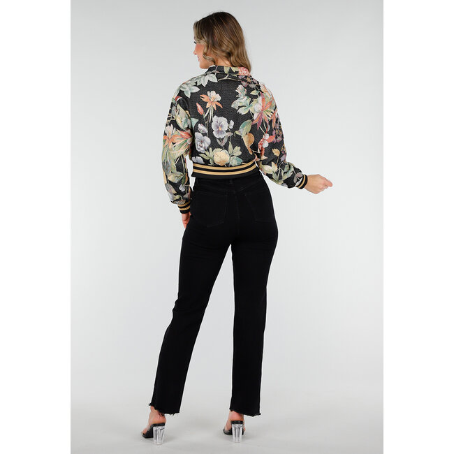 Blumenprint-Bomberjacke in verkürzter Länge