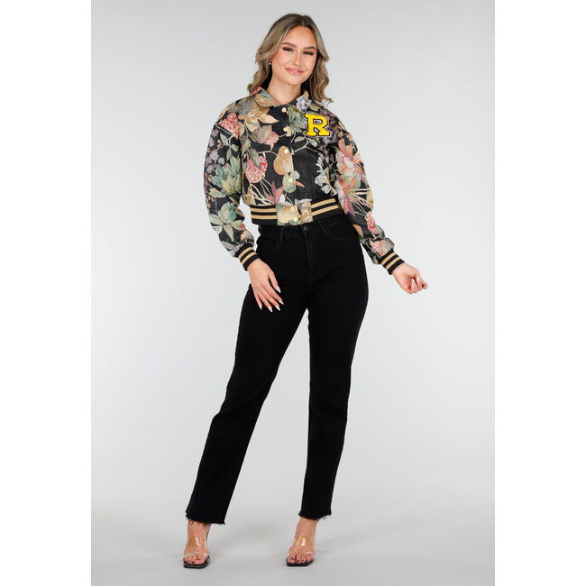 Blumenprint-Bomberjacke in verkürzter Länge