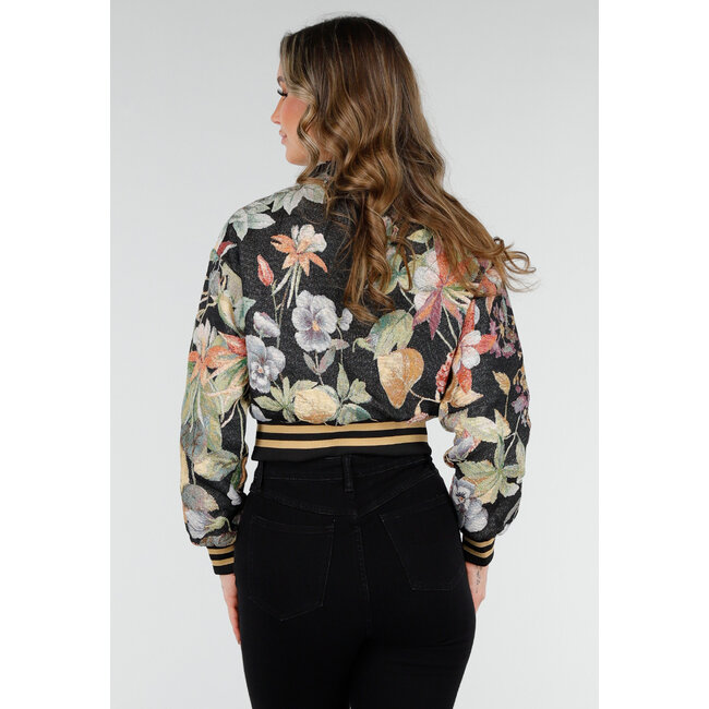 Blumenprint-Bomberjacke in verkürzter Länge