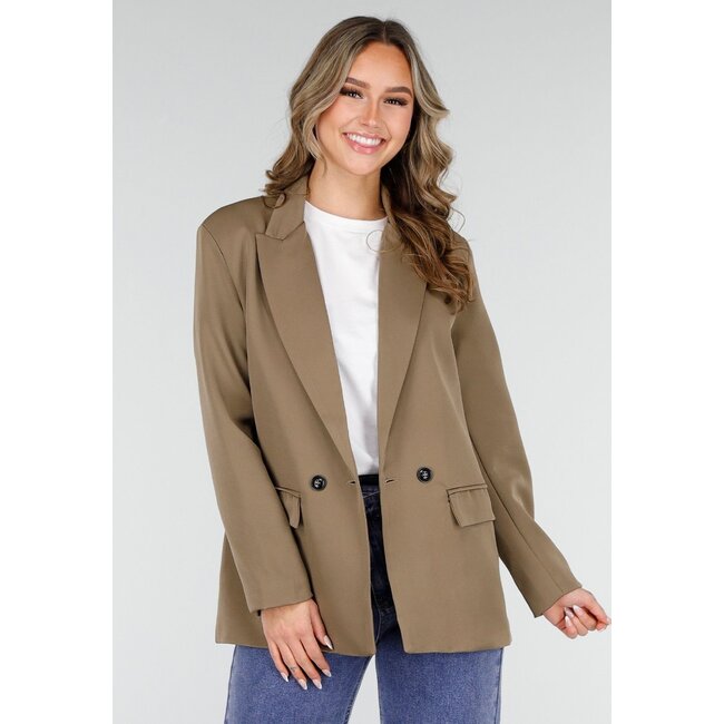 Doppelknopf-Blazer in Khaki