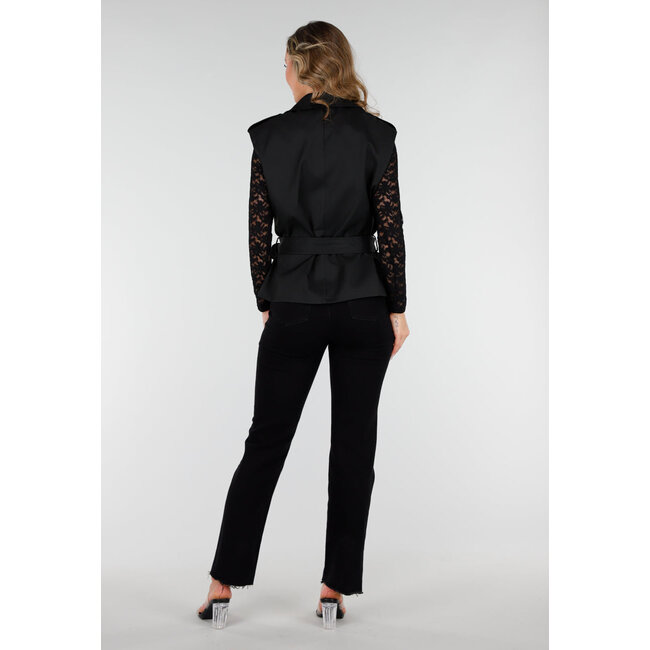 Ärmelloser Wickelblazer Schwarz