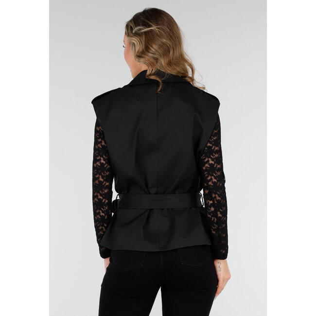 Ärmelloser Wickelblazer Schwarz