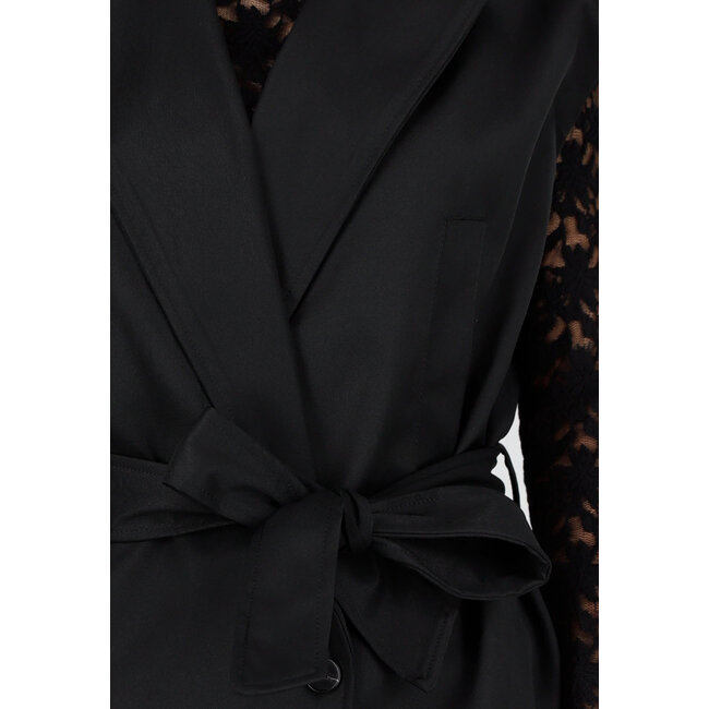 Ärmelloser Wickelblazer Schwarz