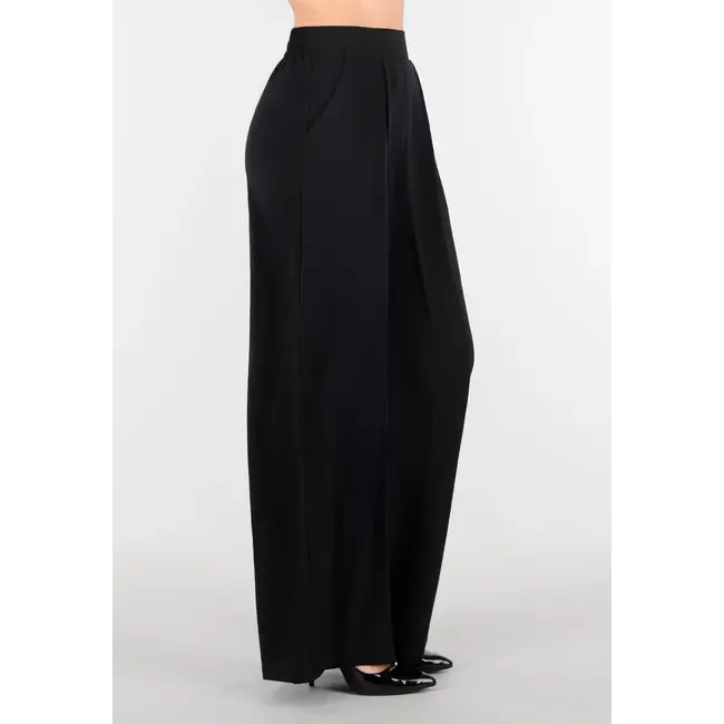 Petite High Waist Schwarze Hose in Leinenoptik mit Bund