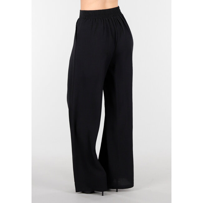 Petite High Waist Schwarze Hose in Leinenoptik mit Bund