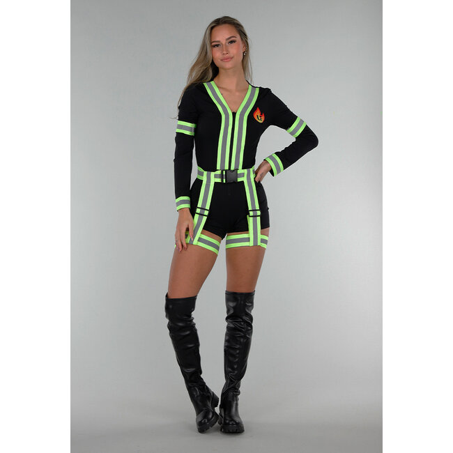 Feuerwehrkostüm mit reflektierenden Streifen und Gürtel