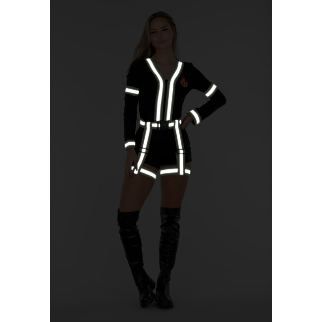 Feuerwehrkostüm mit reflektierenden Streifen und Gürtel