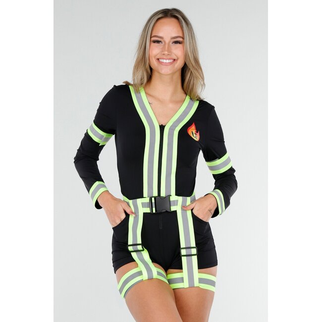 Feuerwehrkostüm mit reflektierenden Streifen und Gürtel