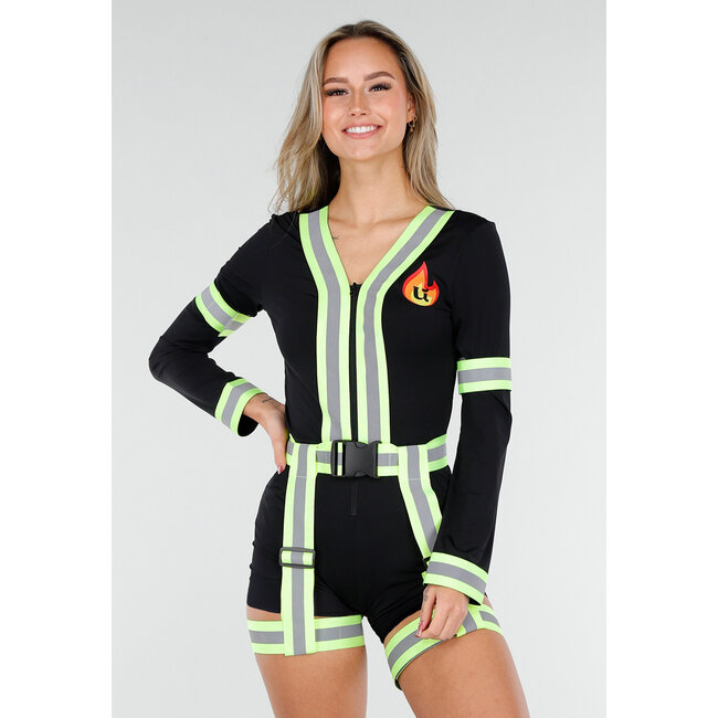 Feuerwehrkostüm mit reflektierenden Streifen und Gürtel