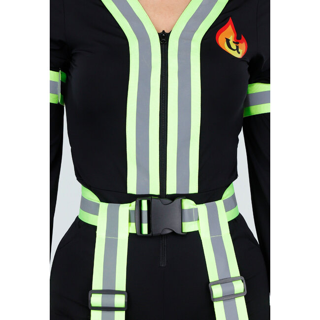 Feuerwehrkostüm mit reflektierenden Streifen und Gürtel