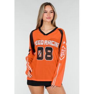 Orangefarbenes Mesh-Langarm-Trikot