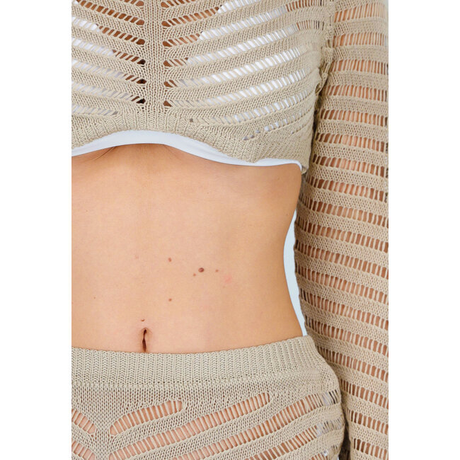 Beigefarbenes gehäkeltes Cover-Up-Set