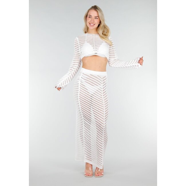 Weißes gehäkeltes Cover-Up-Set