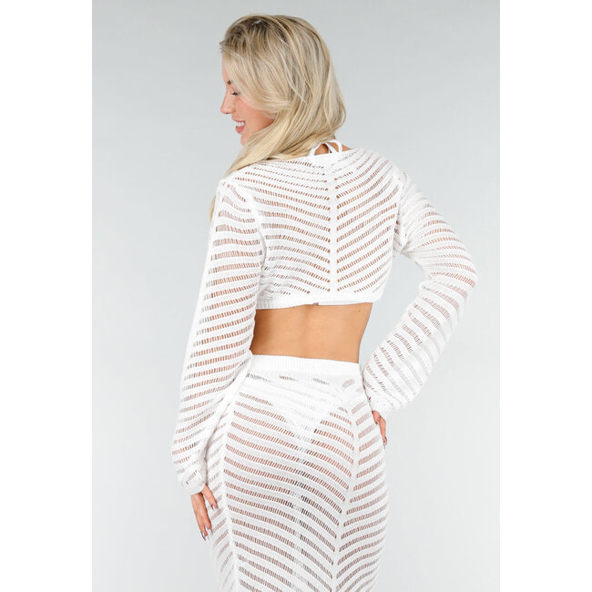 Weißes gehäkeltes Cover-Up-Set