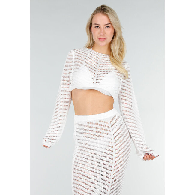 Weißes gehäkeltes Cover-Up-Set