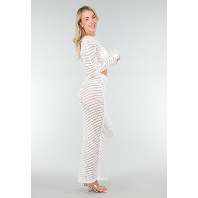 Weißes gehäkeltes Cover-Up-Set