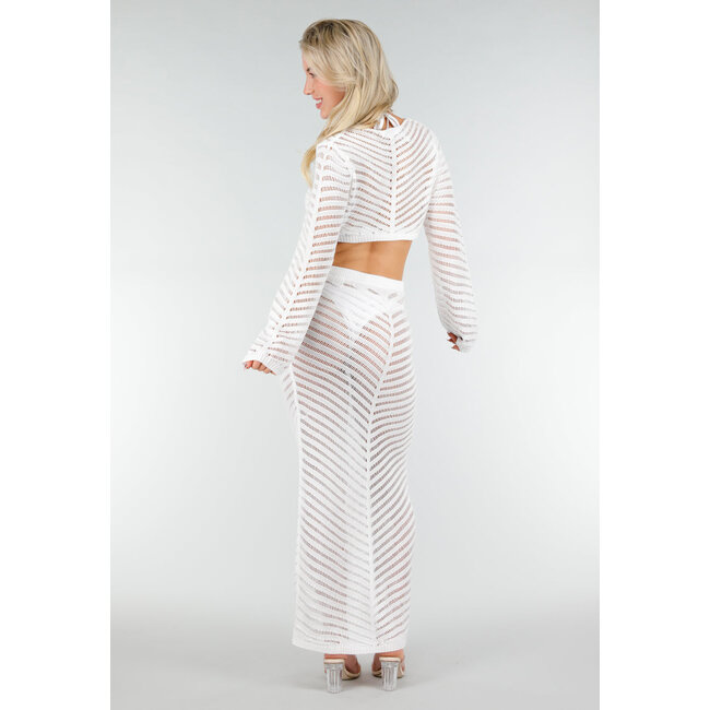 Weißes gehäkeltes Cover-Up-Set