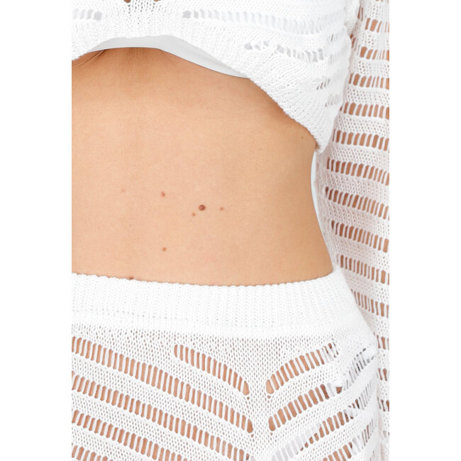 Weißes gehäkeltes Cover-Up-Set