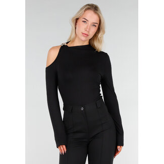 Schwarzes One-Shoulder-Top