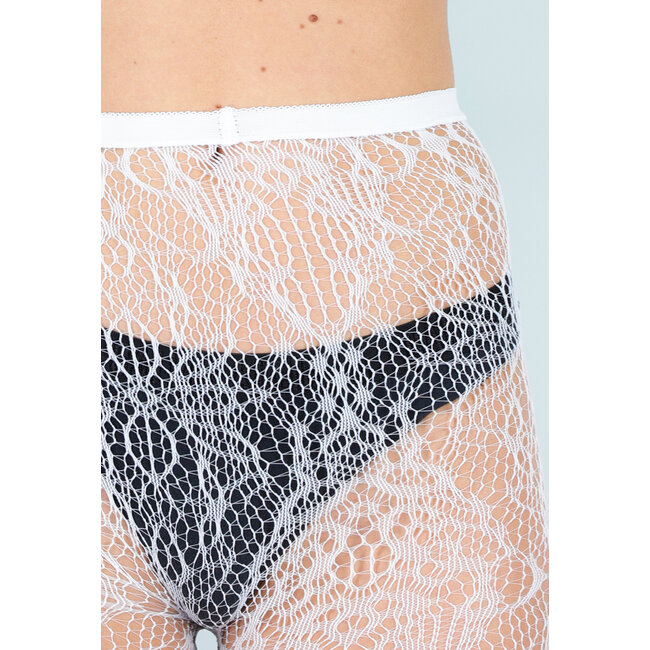 Weiße Spitzen-Netzstrumpfhose